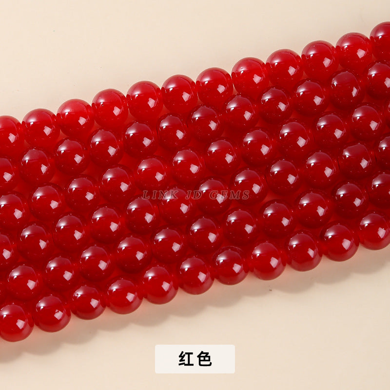 Imitation jade glass round beads loose beads