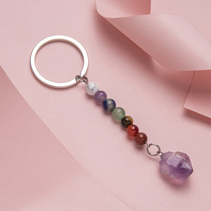 Colorful stone crystal stainless steel keychain bag hanging