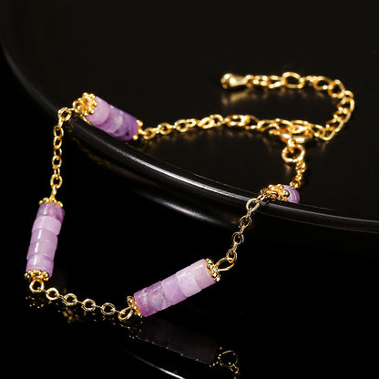 Natural lilac stone bracelet stainless steel gold-plated accessories