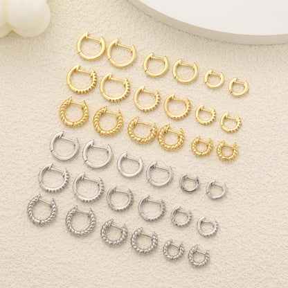 Zirconia D-shaped earrings