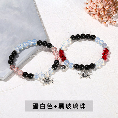 Chalcedony Round Bead Spider Love Magnetic Attraction Bracelet