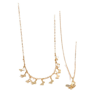 Vintage gold alloy double necklace