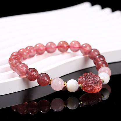 Natural strawberry crystal rose bracelet.