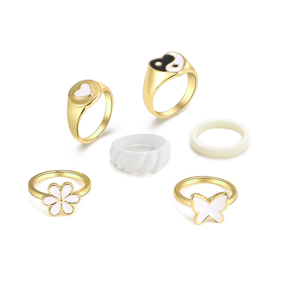 Hot selling butterfly daisy resin ring wholesale