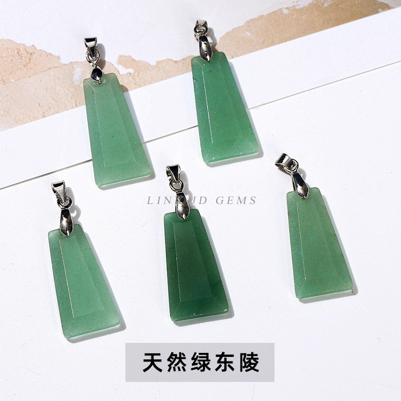 Natural stone crystal cut trapezoidal no matter card pendant