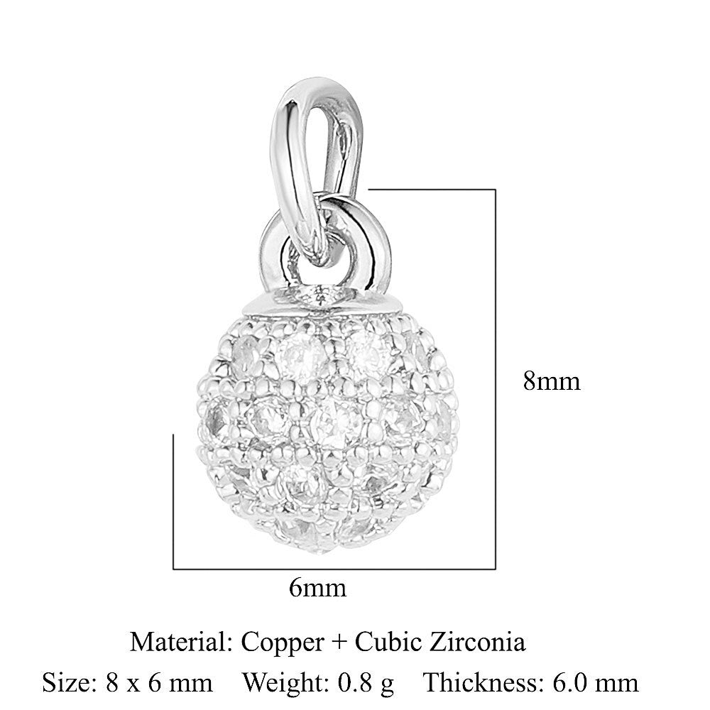 Copper zircon pendant, round ball beetle DIY.