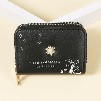 Short cute pearl print wallet