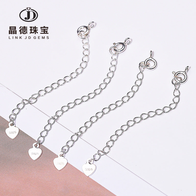 925 Silver Love Tail Chain Necklace Bracelet Spring Buckle Extension Chain