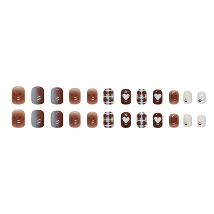 Chocolate Heart Bear Square Nails