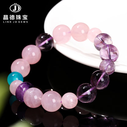 7A Natural Ice Transparent Amethyst Horse Powder Crystal Mixed String Bracelet