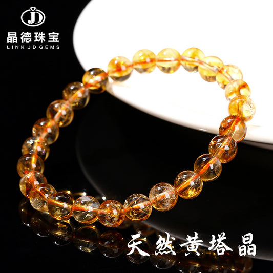 5A Natural Citrine Round Bead Bracelet