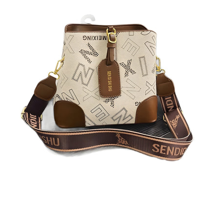 Printed large capacity bucket bag leisure