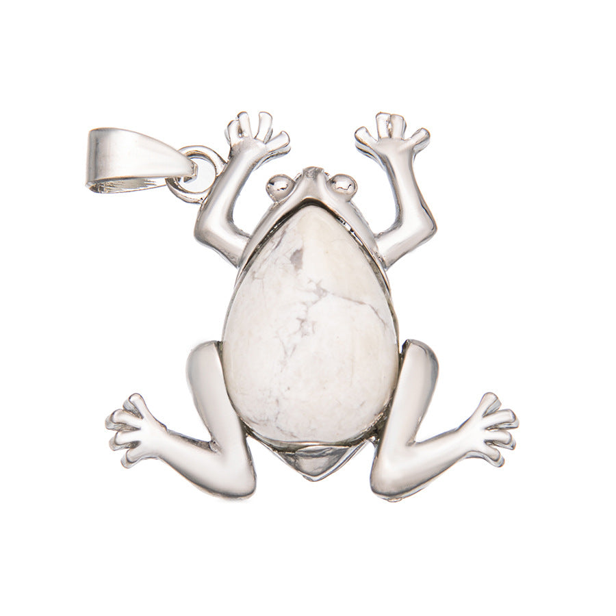 Crystal Gem Alloy Frog Pendant Necklace