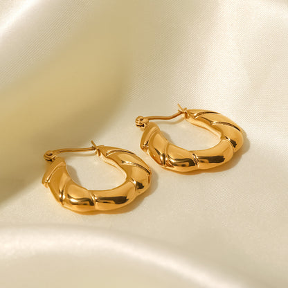 Irregular smooth 18k gold-plated earrings