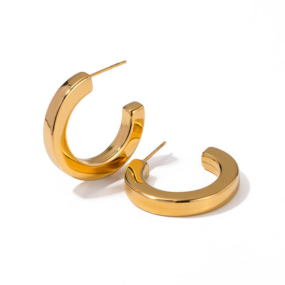 Square hollow tube C-shaped earrings