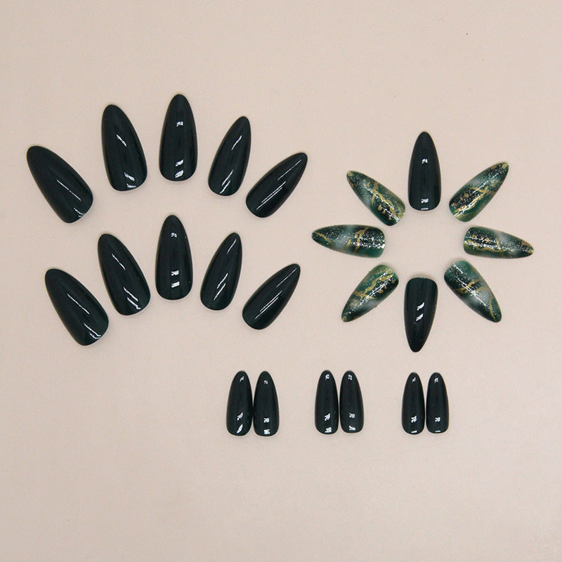 Classical Dark Green Jade Detachable Fake Nails