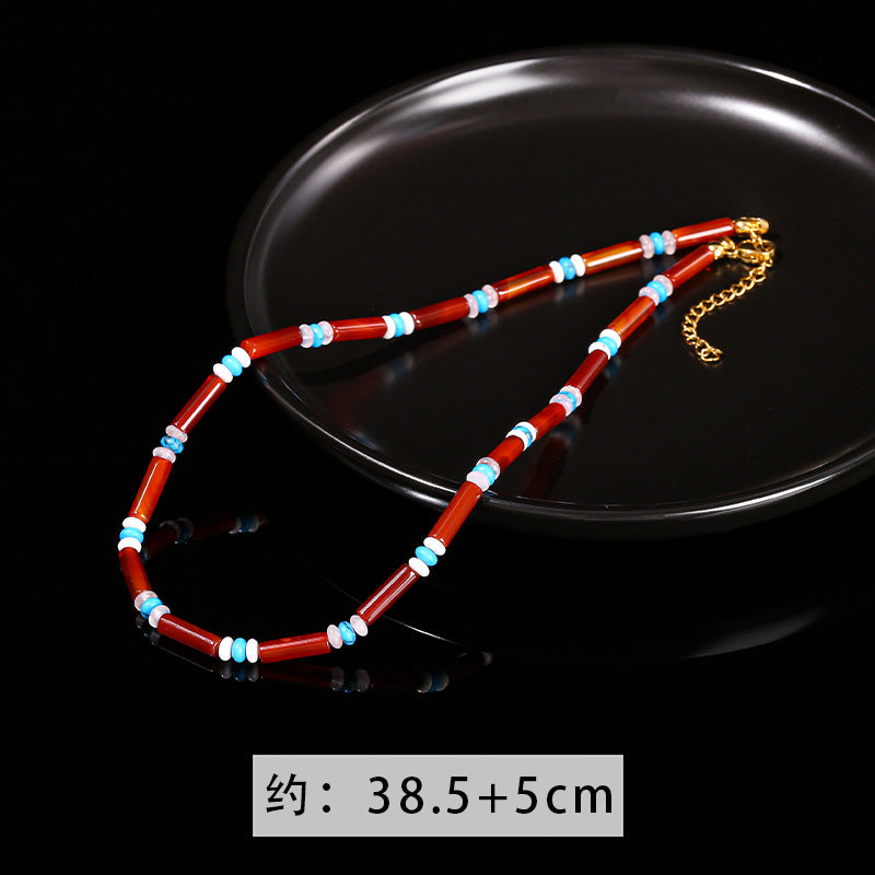 7A agate round tube necklace