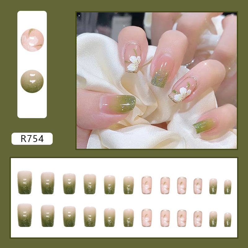 Gradient Glitter Camellia Nails