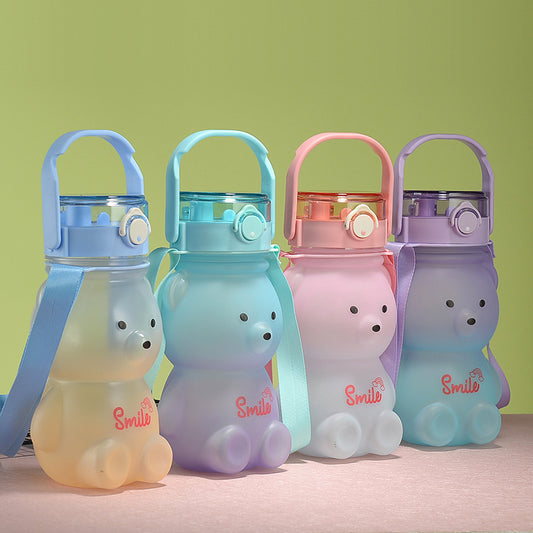 Bear Dual-Drink Plastic Bottle with Strap