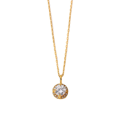 Double round zircon necklace