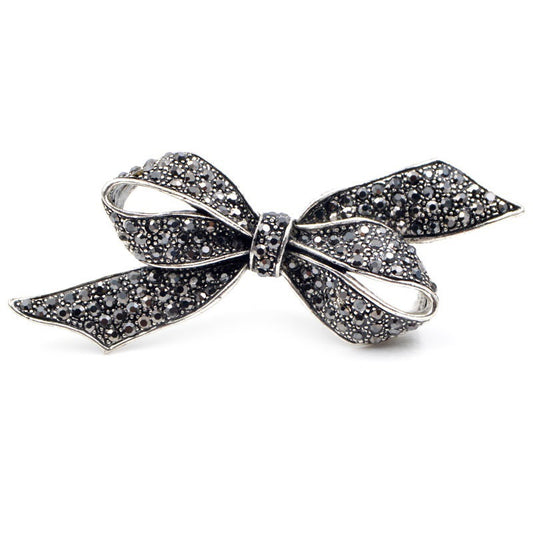 Black Bow Brooch with Diamonds