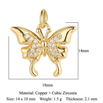 Heart-shaped copper zircon pendant bear snake scorpion