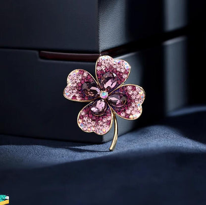 Four-leaf clover brooch high-end