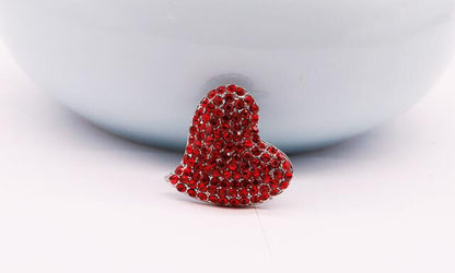 Red Heart Brooch Alloy Diamonds