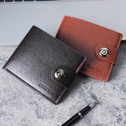 Magnetic buckle wallet short men