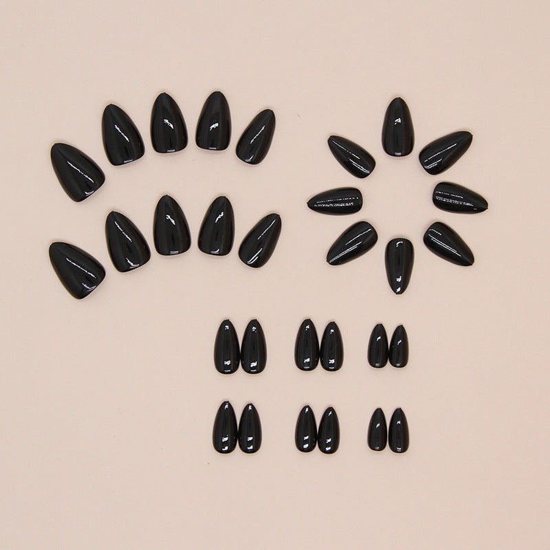 Black Short Almond Detachable Nail