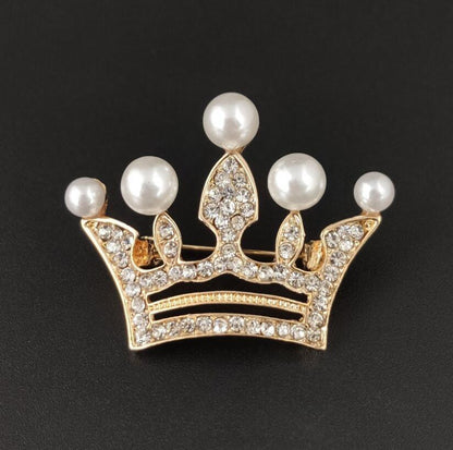 Flash Diamond Alloy Crown Brooch