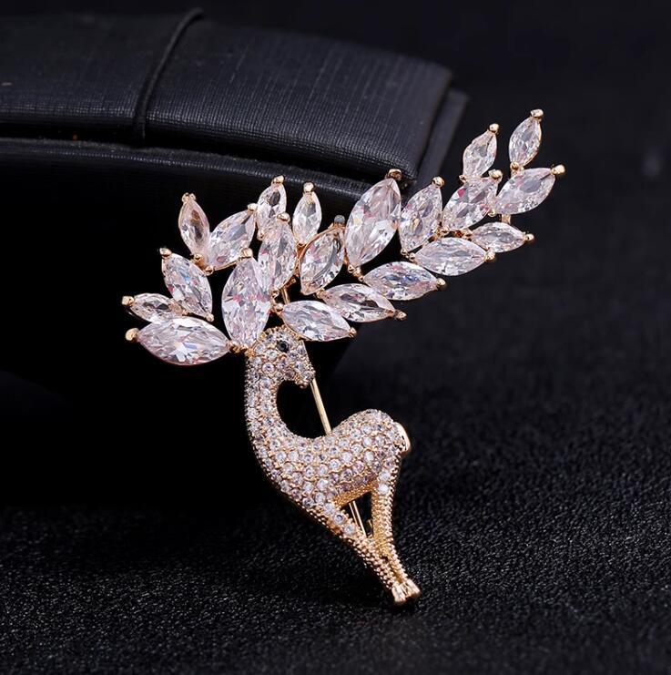 Crystal Animal Brooch Sika Deer