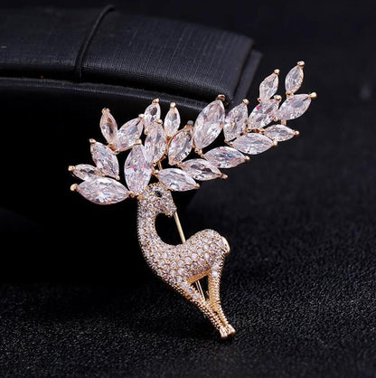 Crystal Animal Brooch Sika Deer