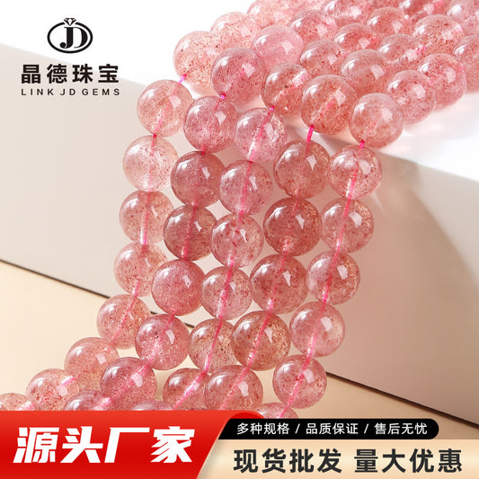 3A natural strawberry crystal round beads loose beads