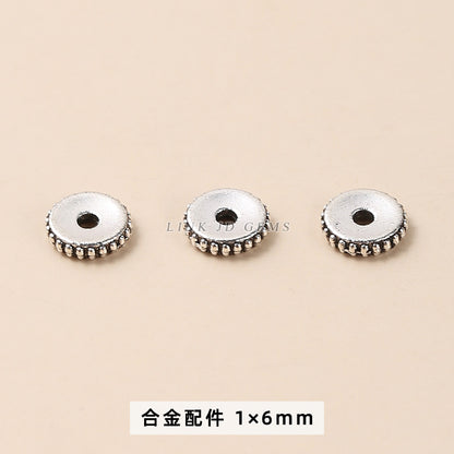 Tibetan silver zinc alloy disc with diamond bead spacer accessories