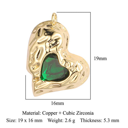 Heart-shaped wings square round zircon pendant.