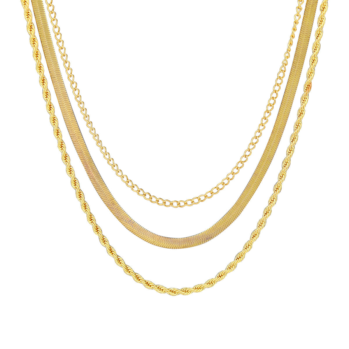 Three-layer basic chain snake bone necklace