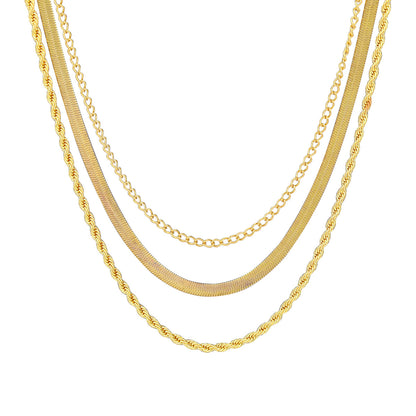 Three-layer basic chain snake bone necklace