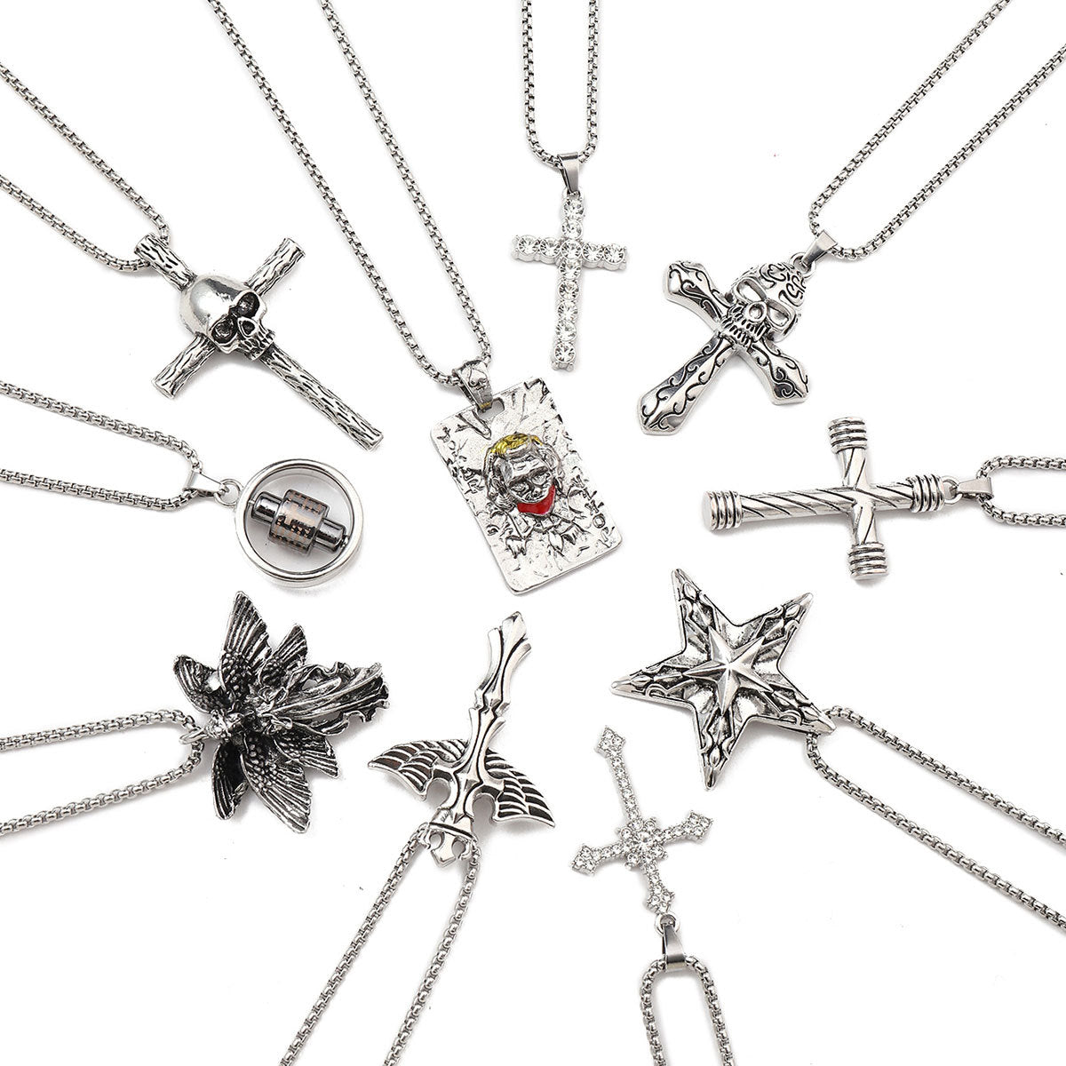 Cross titanium steel men's pendant necklace ins