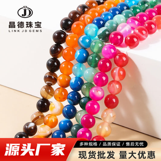 Silk line agate loose beads DIY