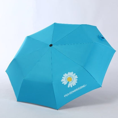 Automatic Daisy Umbrella 3-Fold Black Coated Sunshade