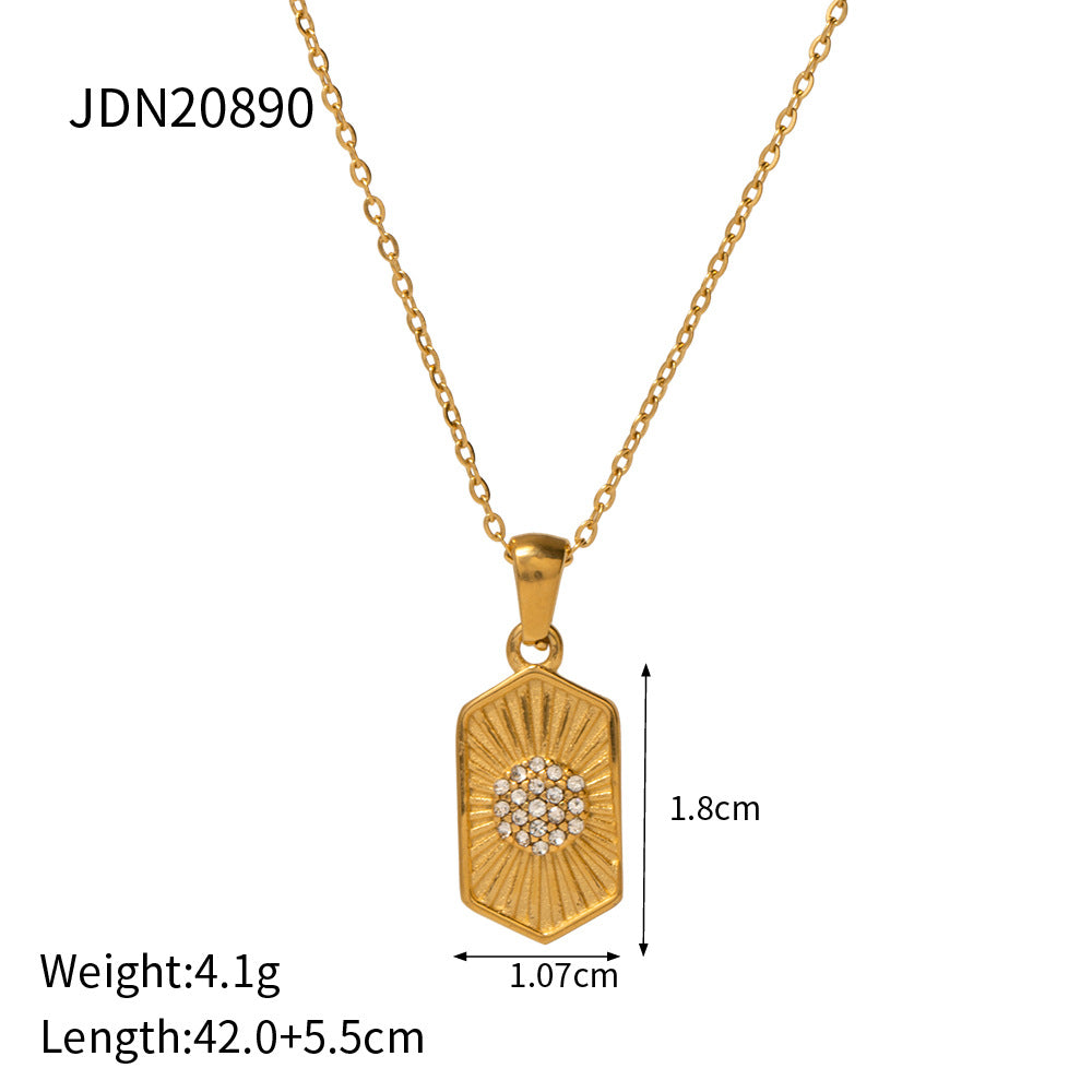 Czech Diamond Geometric Pendant Necklace