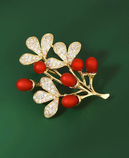 Fortune Tree Red Brooch