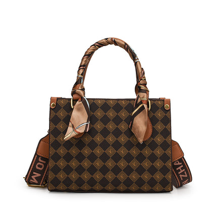 Printed plaid premium tote bag