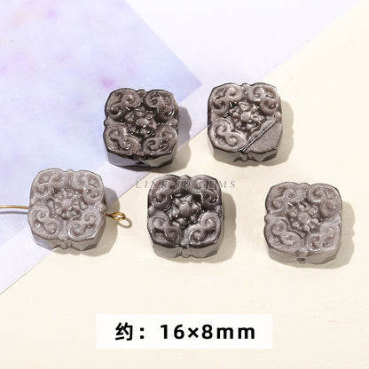 Wholesale of natural silver obsidian carving pendants