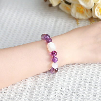 7A Natural Ice Transparent Amethyst Round Bead Bracelet