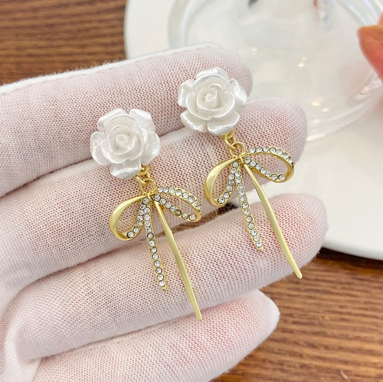 New trendy camellia earrings for women ins