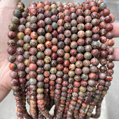 Natural red leopard skin stone loose beads