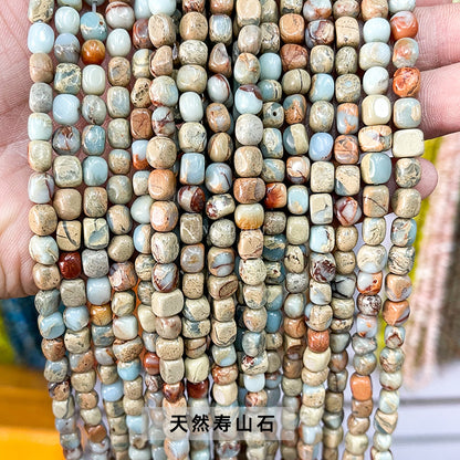 7-9Mm multi-colored emperor stone with straight hole loose beads