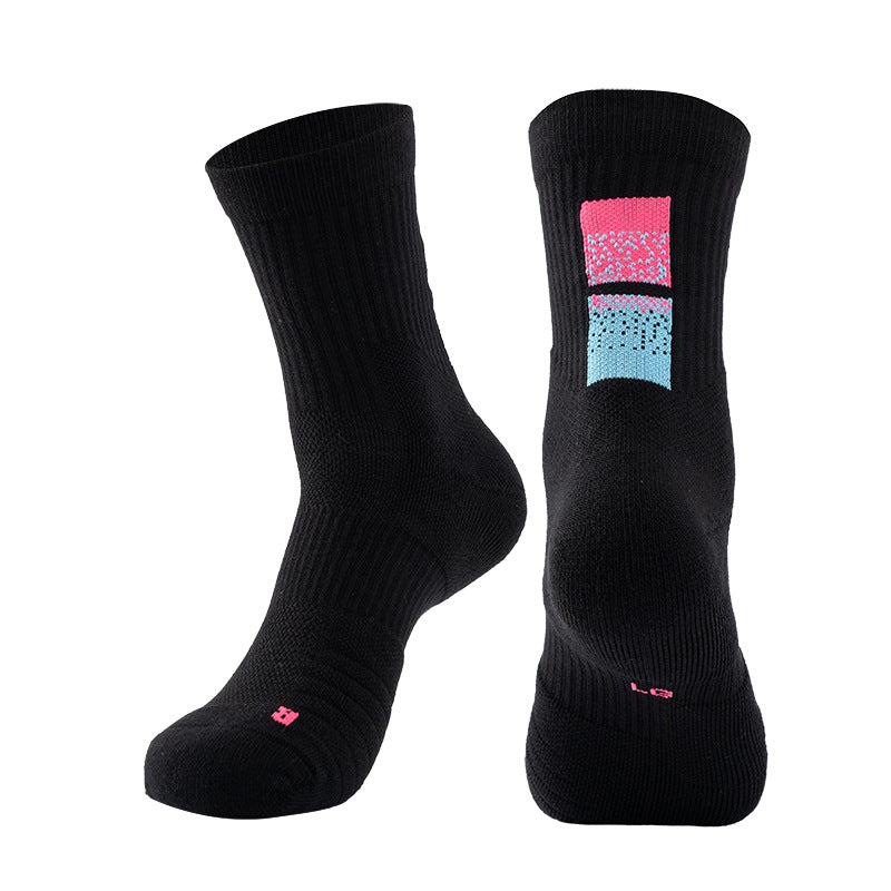 Adult Mid-Calf Basketball Socks Gradient Color Thickened